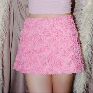 Urban Outfitters Lulu Textured Rosette Mini Skirt